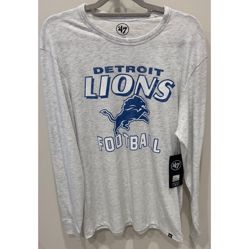 Detroit Lions - '47 Brand Long Sleeve T-Shirt - Men's Large - NEW - Gray